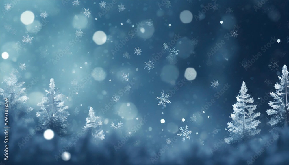 blue christmas banner winter background with snowflakes generative ai