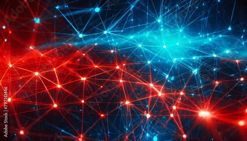 abstract red and blue virtual network design element for technology background connectivity backdrop illustration generative ai