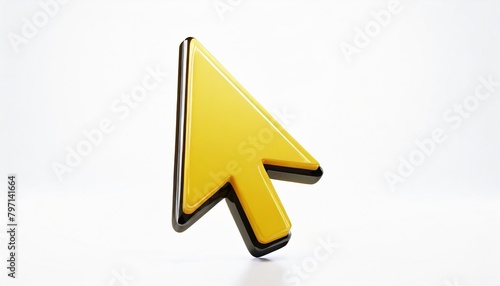 3d element yellow cursor icon isolate on white background 3d object render illustation