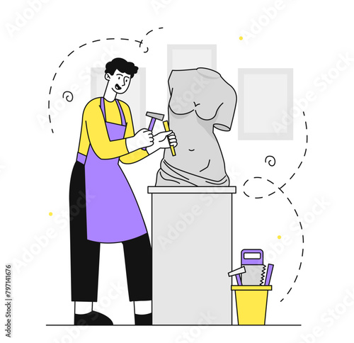 Man sculptor vector simple