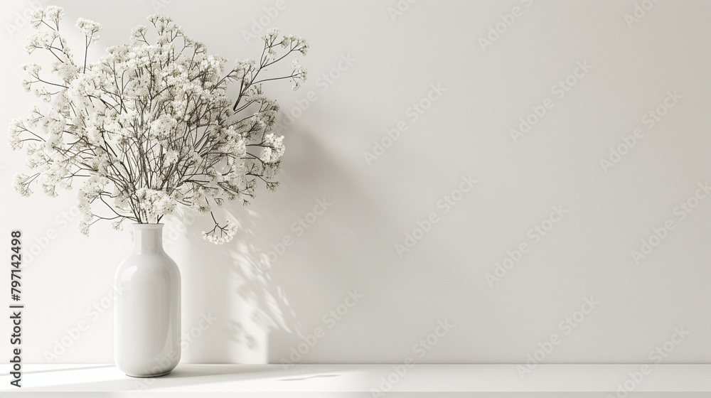 white vase with flowers on the table background white vase with flowers on the table background