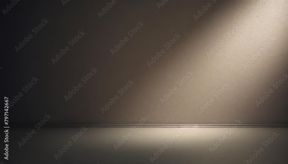 minimalistic simple light pearl background for product presentation incident light from the window on the wall and floor