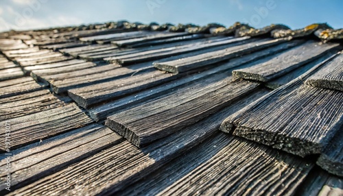 close up of black wood roof shingles