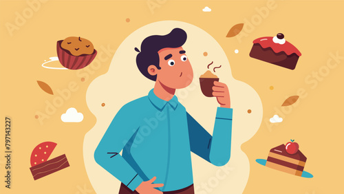 With each new bite the man becomes more aware of the journey the chocolate takes him on from the first touch on his lips to the lingering aftertaste.