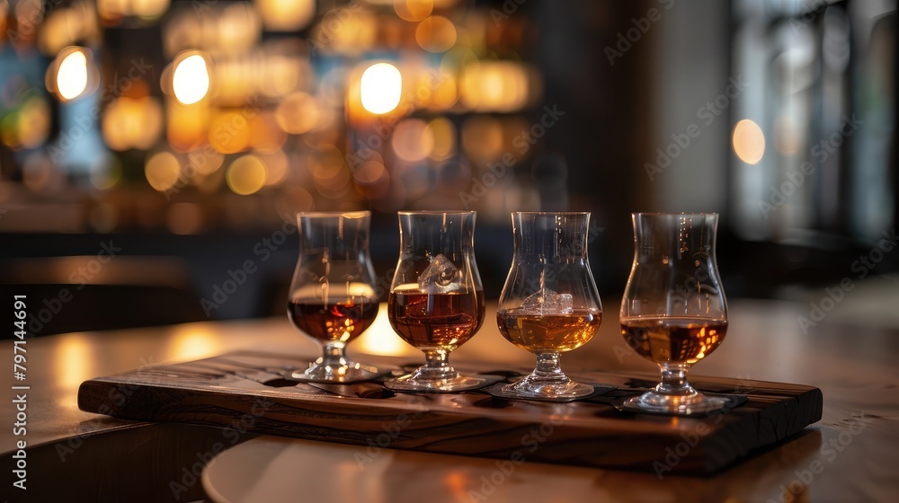 sophisticated whiskey tasting flight featuring a selection of aged spirits, offering a refined sampling experience sophisticated whiskey tasting flight featuring a selection of aged spirits, offering a refined sampling experience