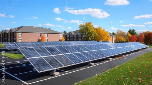 Solar panels installed on rooftops of residential homes, empowering homeowners to generate their own clean energy.