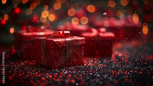 red gift box for Christmas celebration