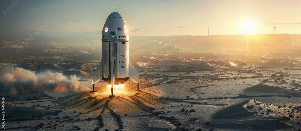 SpaceXs Innovative D Rendered Starship A Glimpse into the Future of Space