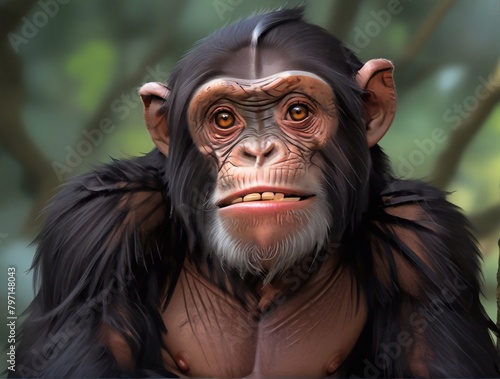 3D Illustration of a Chimpanzee looking at the camera