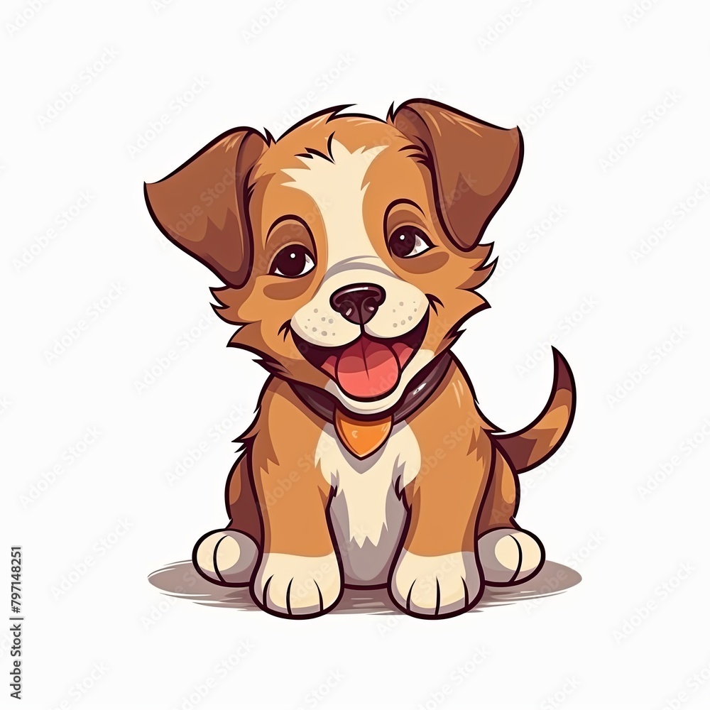 flat illustration of cute pleasant puppy flat illustration of cute pleasant puppy