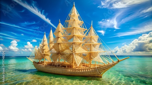 sailboat from toothpicks photo