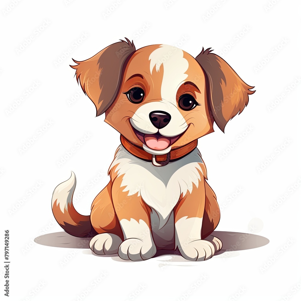 flat illustration of cute pleasant puppy flat illustration of cute pleasant puppy
