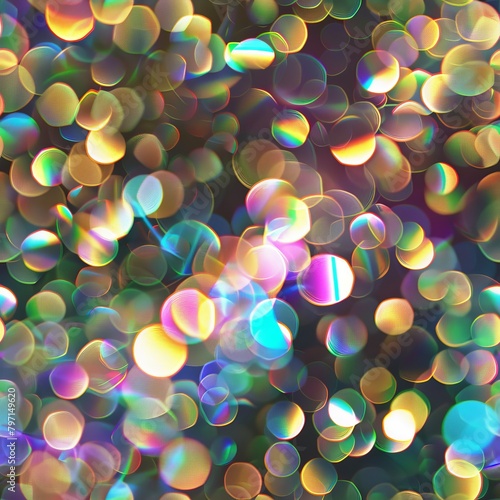 Seamless bokeh pattern with colorful holographic tones