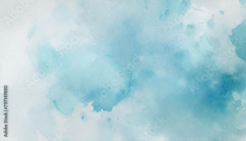 blue watercolor background texture blotches of watercolor paint textured grainy paper light blue wash with abstract blob design photo