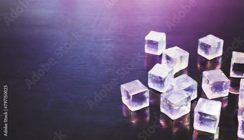 3d rendering crystal cube blocks with holographic purple color background ai generated image