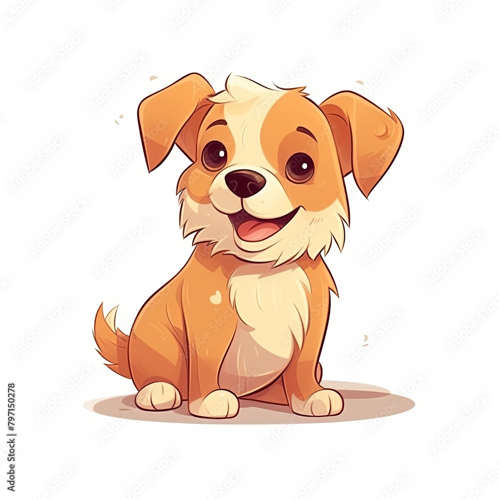 flat illustration of cute pleasant puppy flat illustration of cute pleasant puppy