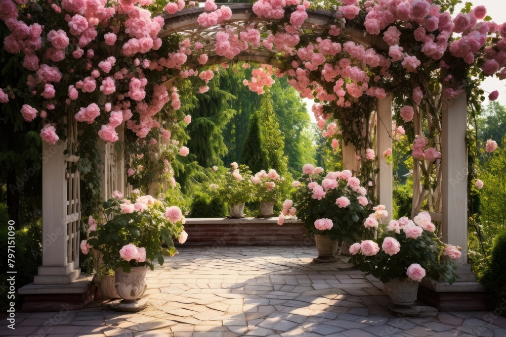 Rose garden pergola architecture outdoors.