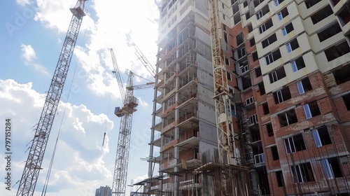 photo of construction site with Tower crane building skyscraper © jongaNU
