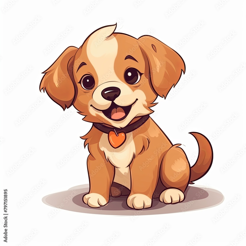 flat illustration of cute pleasant puppy flat illustration of cute pleasant puppy
