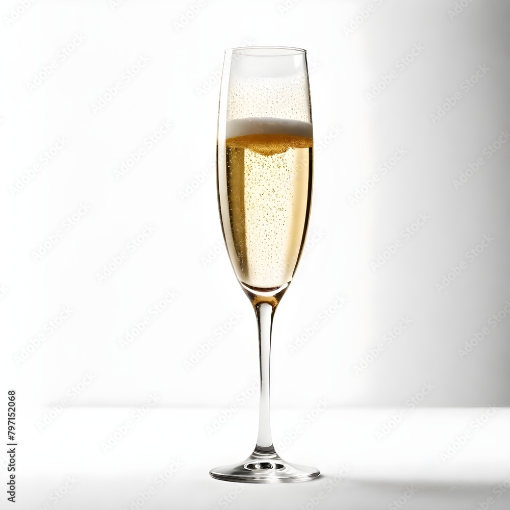 Glass of Champagne Isolated Digital Painting Champagner Background New Year Drink Design