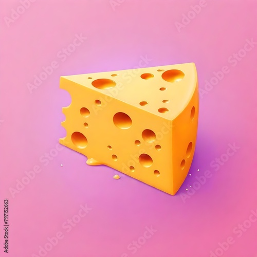 Yellow Cheese Piece Icon Symbol Digital Painting Illustration Background Graphic Food Design