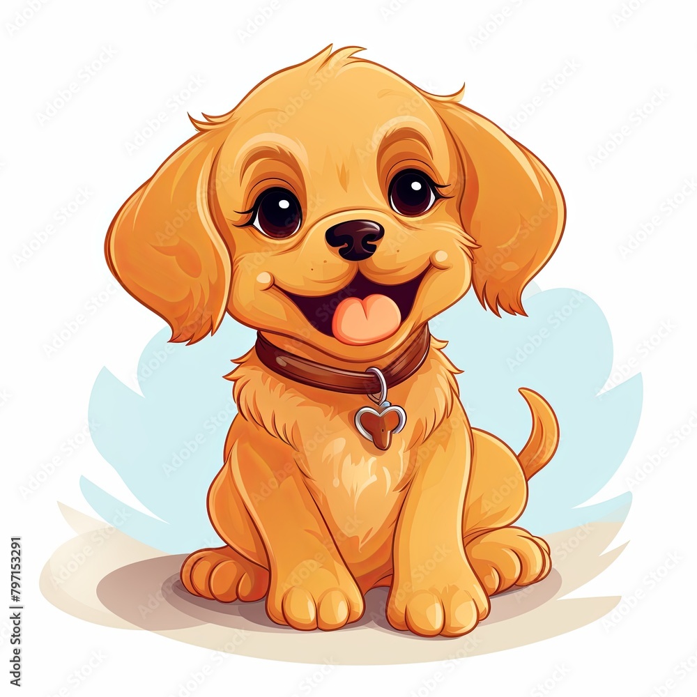 flat illustration of cute pleasant puppy flat illustration of cute pleasant puppy