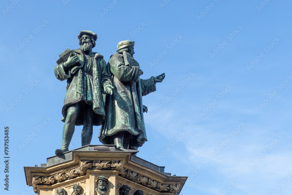 The Johannes Gutenberg monument on the southern Rossmarkt  by sculptor Eduard Schmidt von der Launitz.