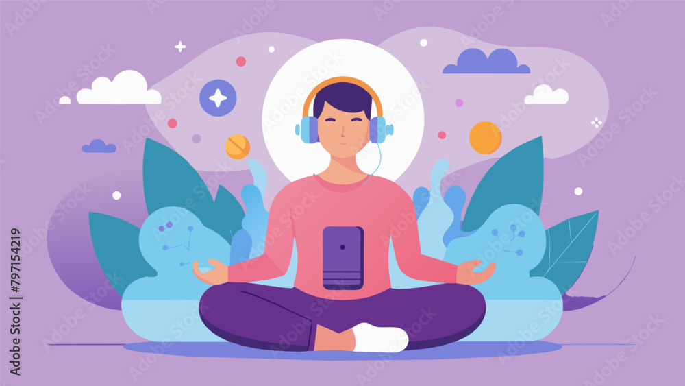 Obraz premium A meditation app that uses soothing music calming colors and gentle vibrations to provide a multisensory relaxation experience..