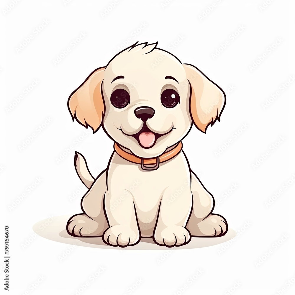 flat illustration of cute pleasant puppy flat illustration of cute pleasant puppy