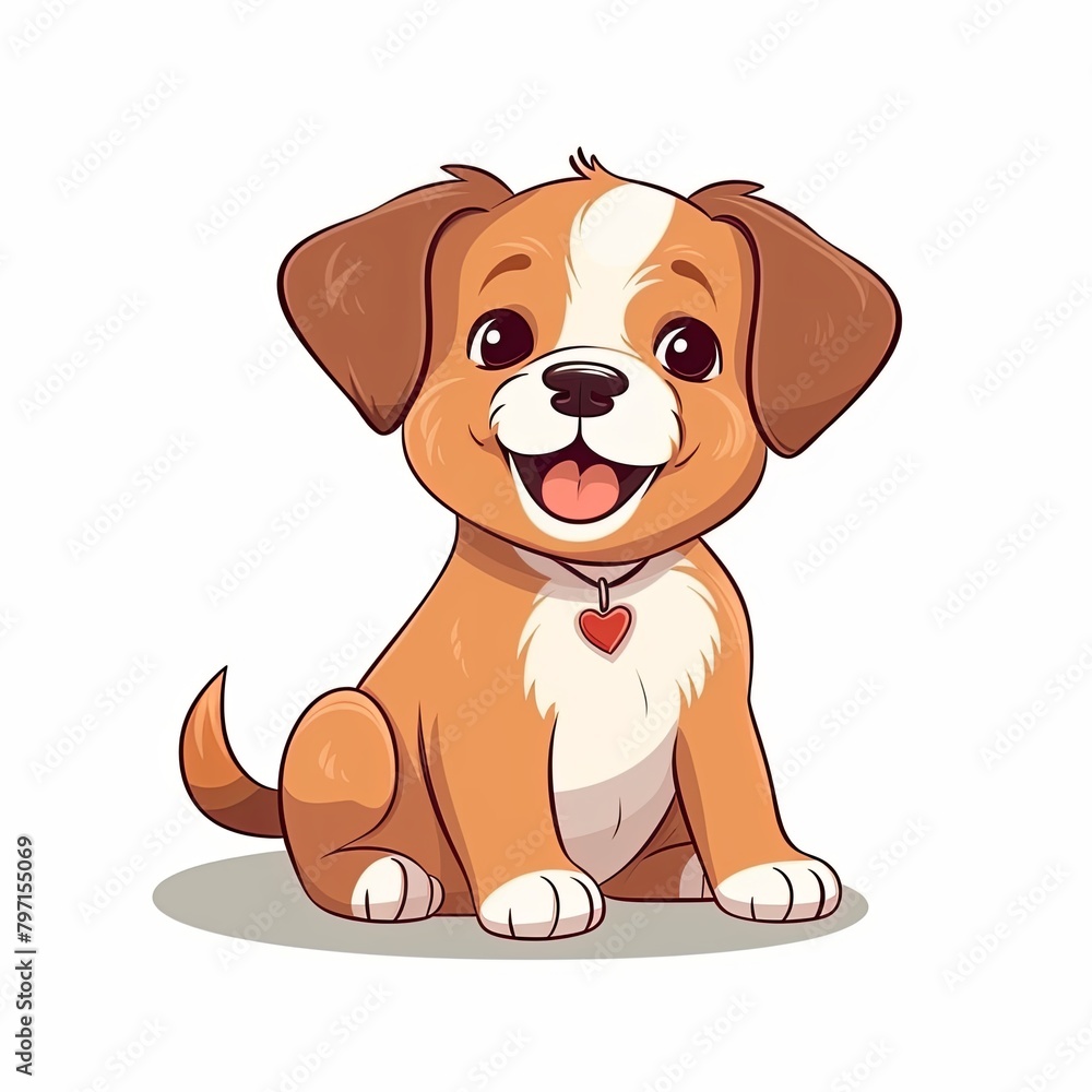 flat illustration of cute pleasant puppy flat illustration of cute pleasant puppy