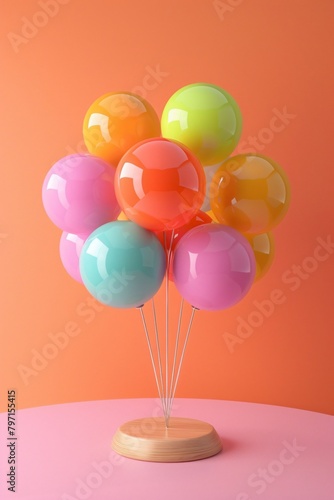 3D Cute Balloon Stand Cartoon Illustration design