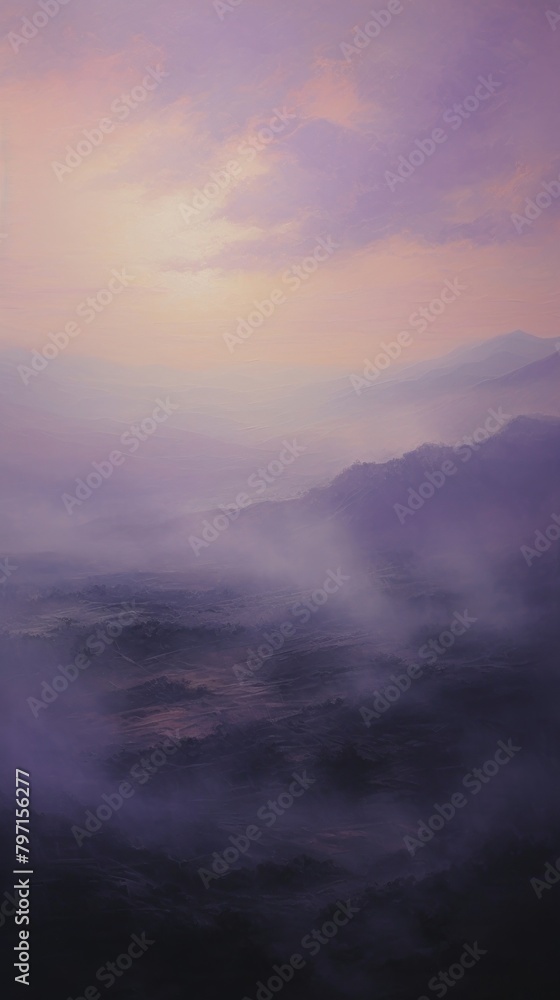 Lavender landscape nature mist sky.