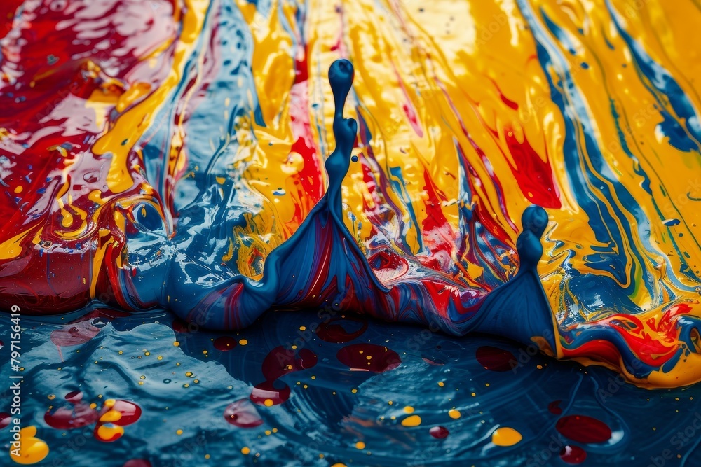 Vibrant Paint Splashes on a Colorful Background