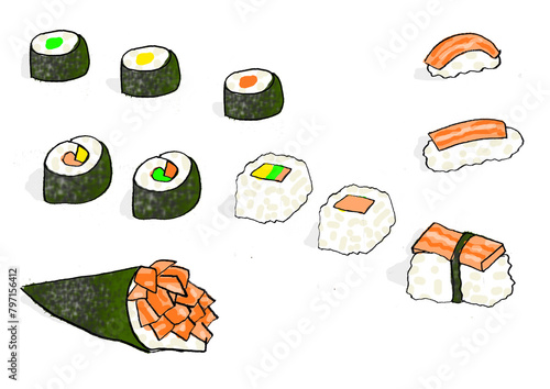 set of sushi icons