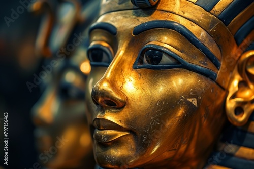 Close-up of an Ancient Egyptian Pharaoh Mask Replica photo