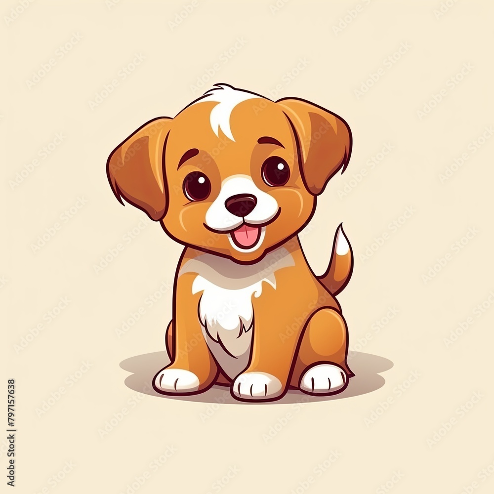 flat illustration of cute pleasant puppy flat illustration of cute pleasant puppy