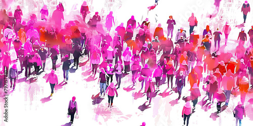 Women's March Worldwide - Visualize women and allies marching with pink hats, symbolizing the movement for women's rights and gender equality photo