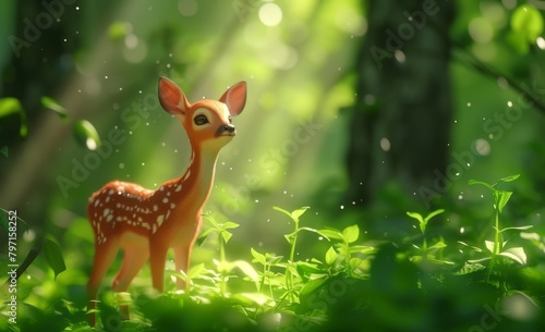 Enchanted Forest Fawn in Sunlight photo