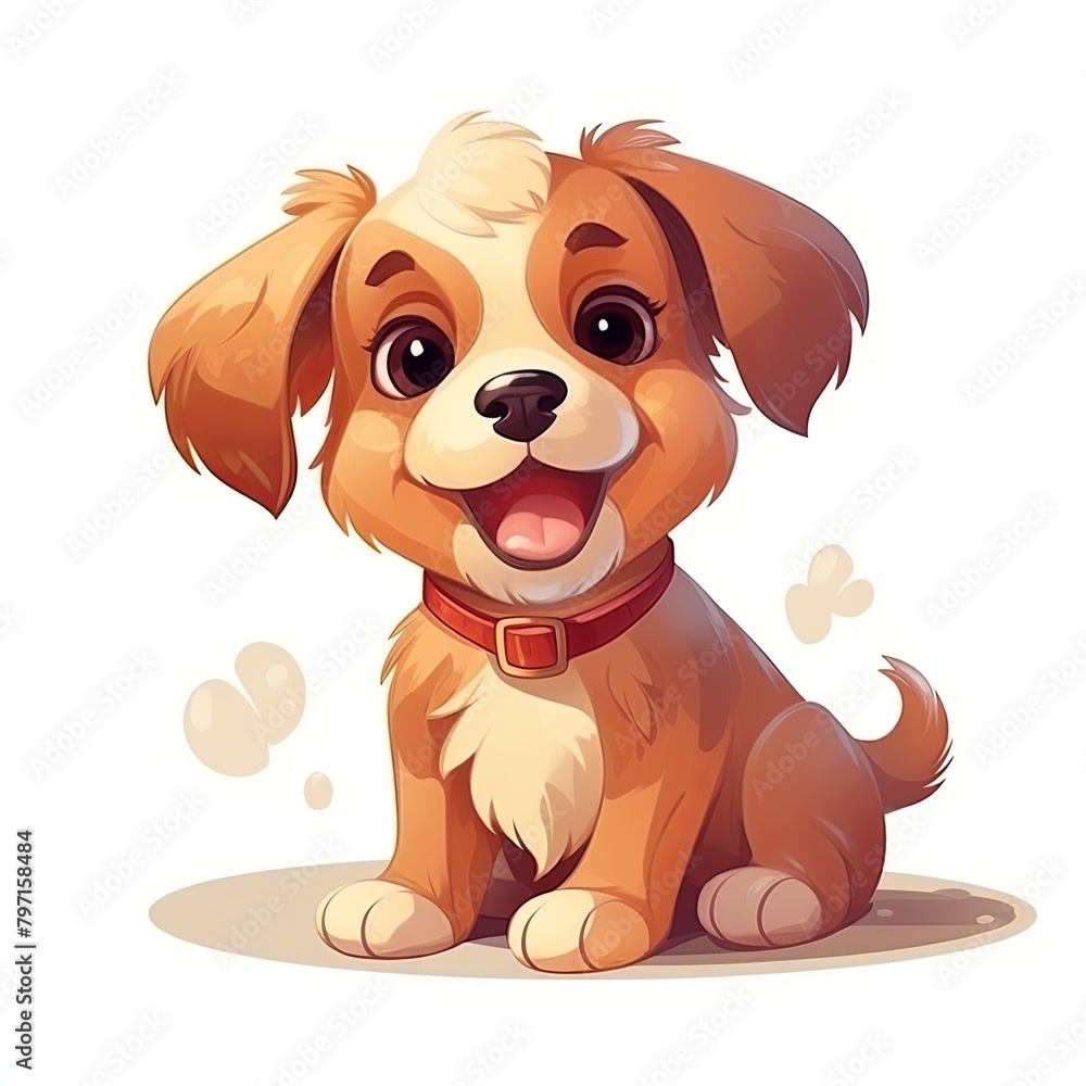 flat illustration of cute pleasant puppy flat illustration of cute pleasant puppy