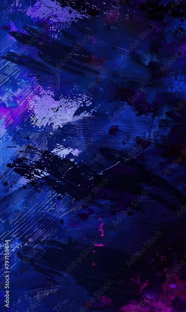 dynamic blue abstract background with energetic brush strokes and bold splatters, exuding creativity and expression.