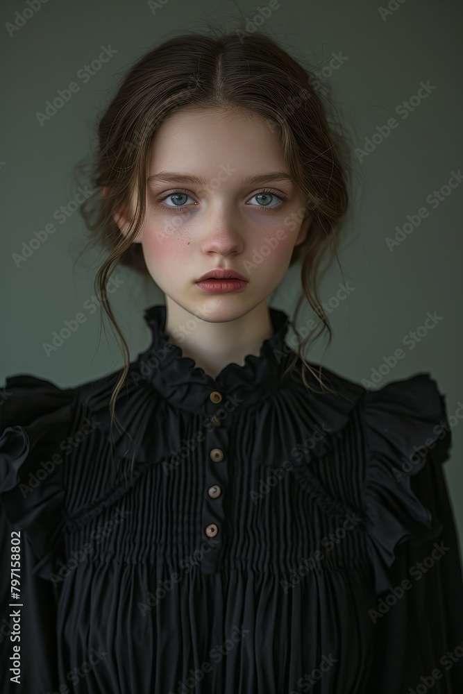 Portrait of a Young Woman with Intense Gaze Portrait of a Young Woman with Intense Gaze