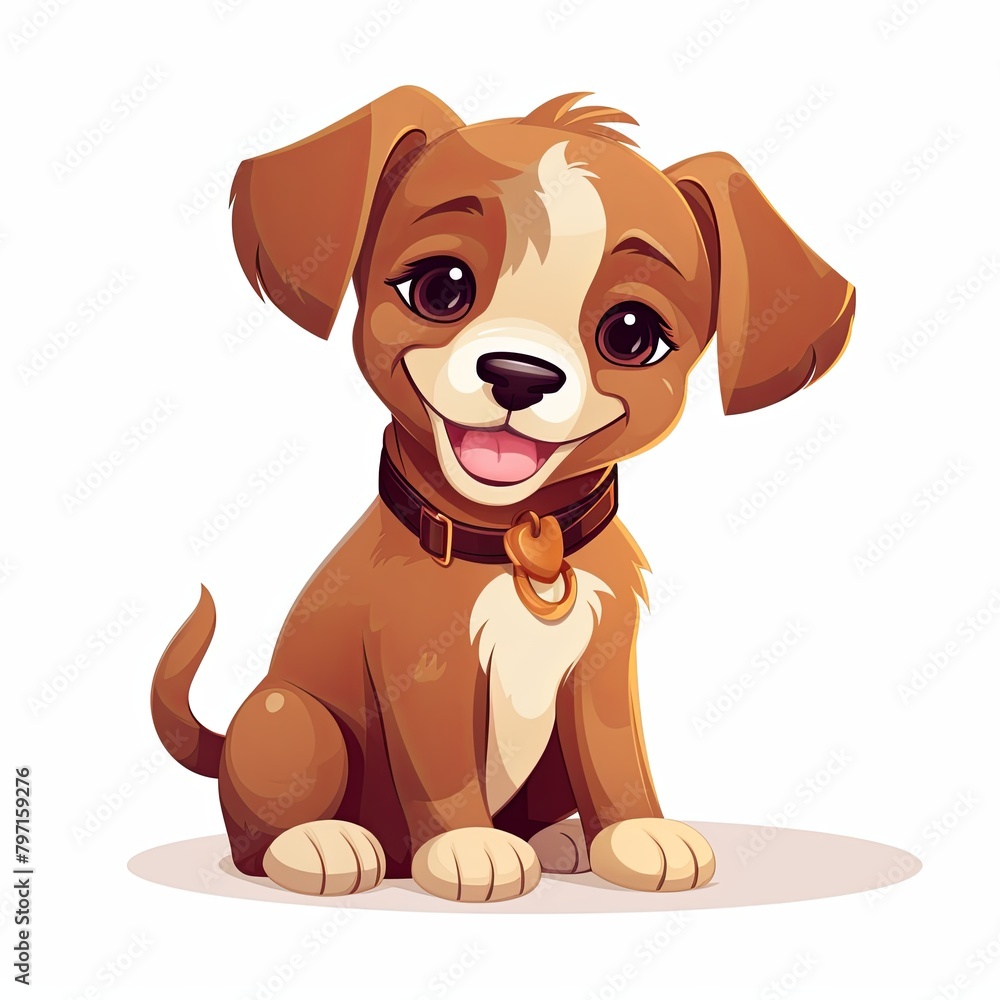 flat illustration of cute pleasant puppy flat illustration of cute pleasant puppy