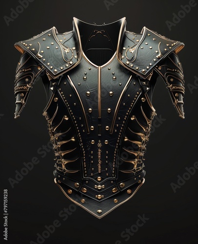 Elegant medieval armor on a dark background