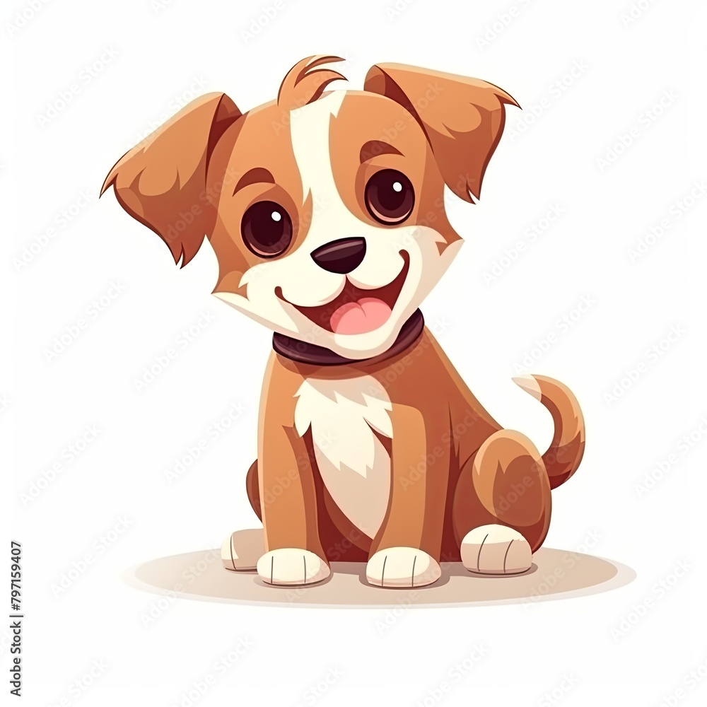 flat illustration of cute pleasant puppy flat illustration of cute pleasant puppy