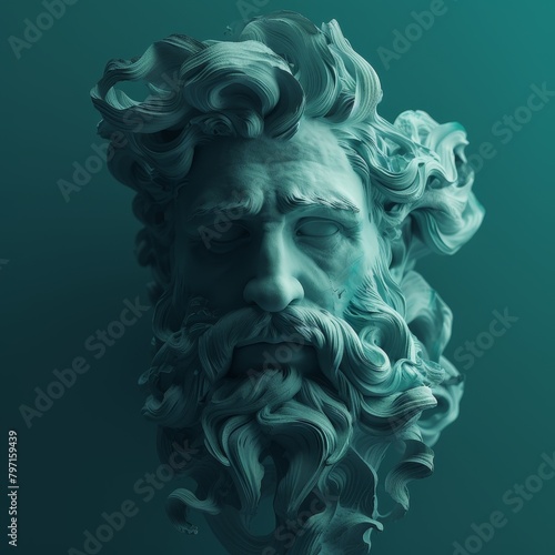 Sculpted Face of a Bearded Man with Intricate Details