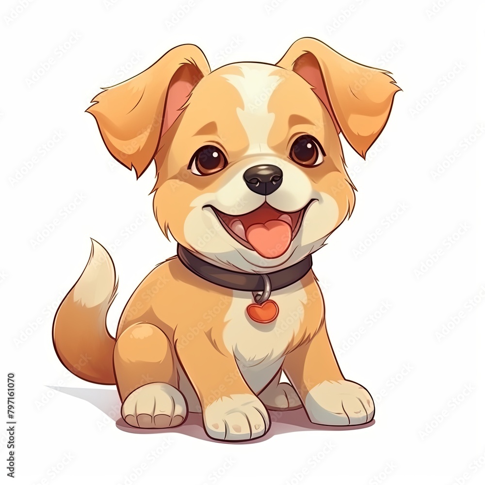 flat illustration of cute pleasant puppy flat illustration of cute pleasant puppy