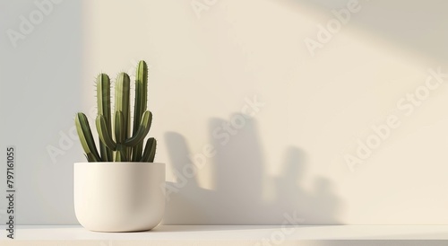 Potted cactus on a sunny windowsill