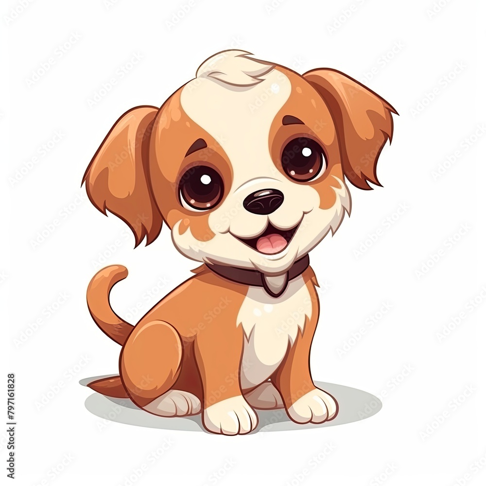 flat illustration of cute pleasant puppy flat illustration of cute pleasant puppy