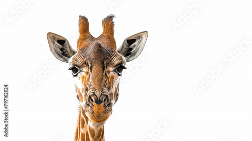 alone giraffe on a white background.