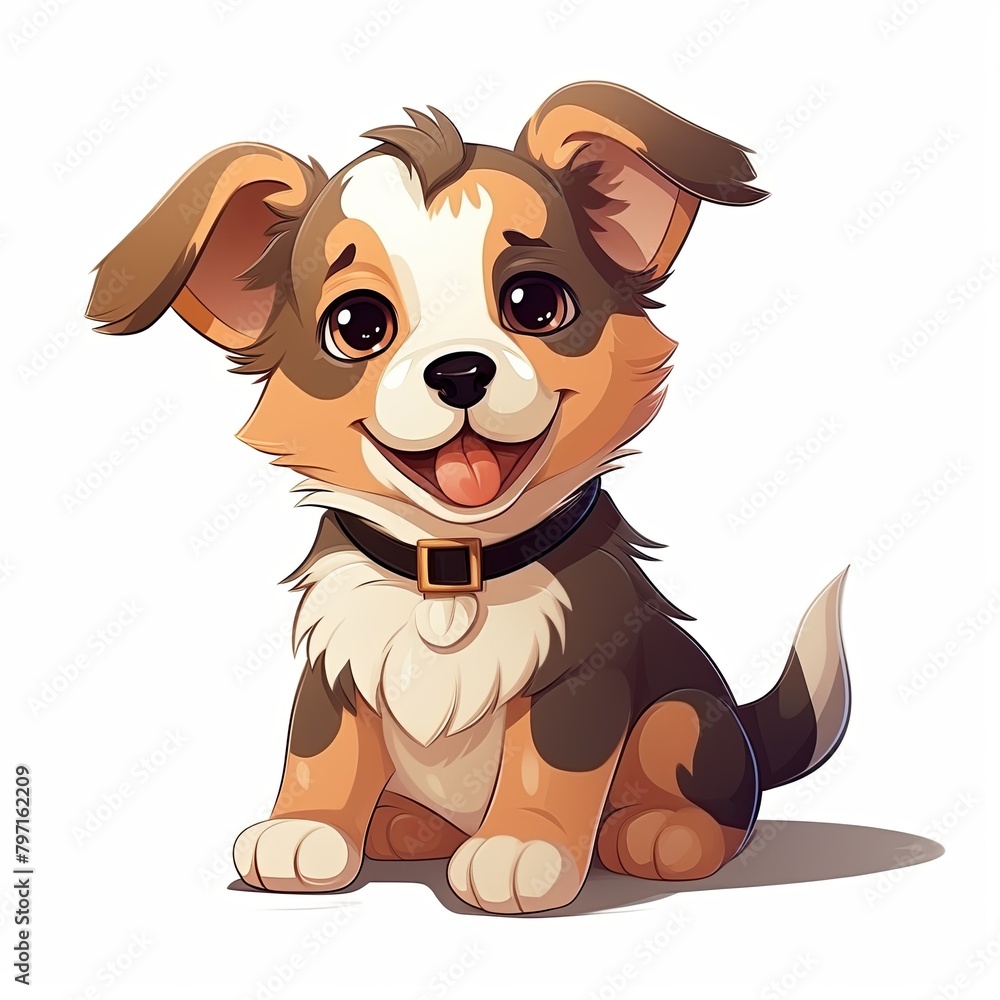 flat illustration of cute pleasant puppy flat illustration of cute pleasant puppy